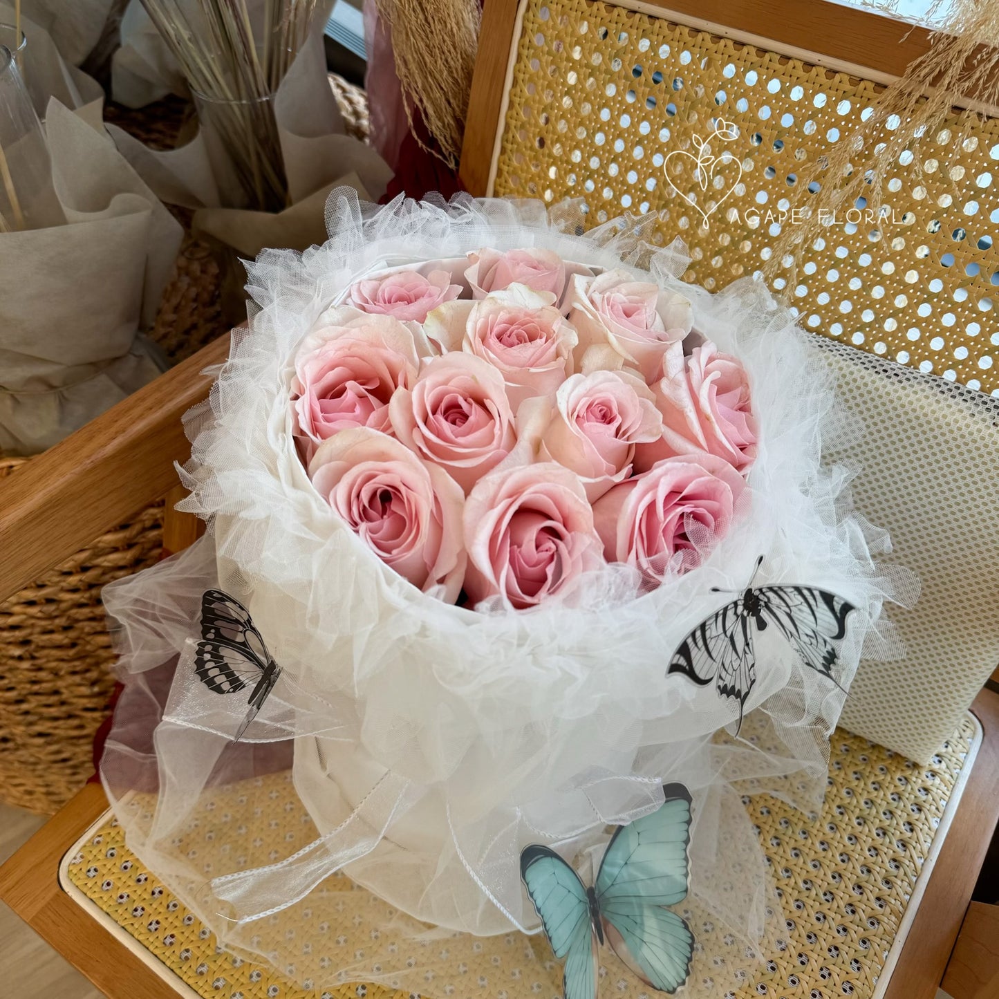 Pink Rose Butterfly Bouquet (VDAY)