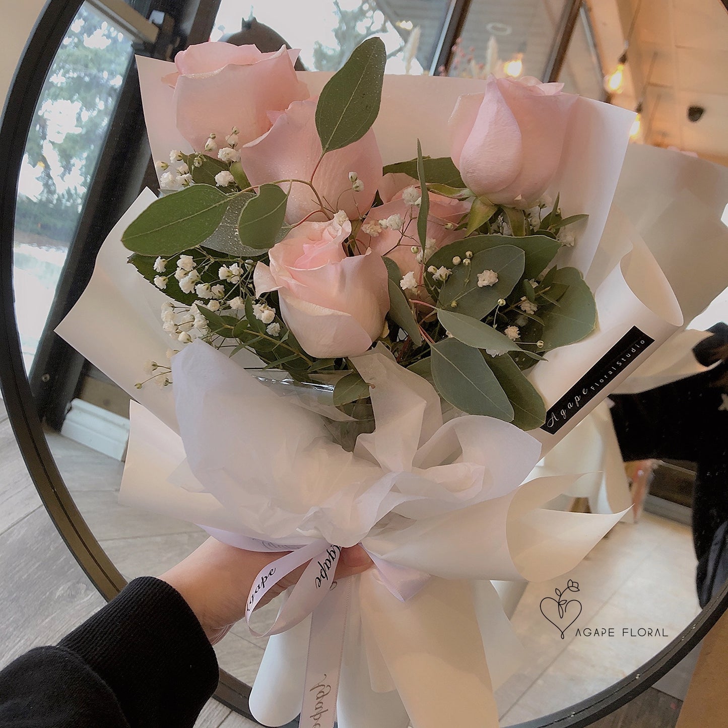 Petite Pink Rose Cone Bouquet